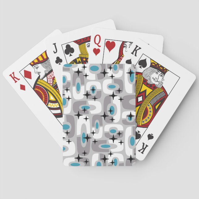 Retro Mid Century Modern Cosmic Abstract Pattern Poker Cards (Back)