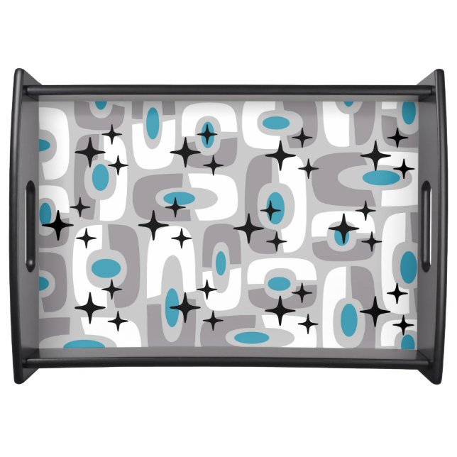Retro Mid Century Modern Cosmic Abstract Pattern Serving Tray (Front)