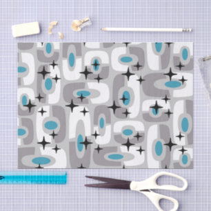 Retro Mid Century Modern Cosmic Abstract Pattern Tissue Paper