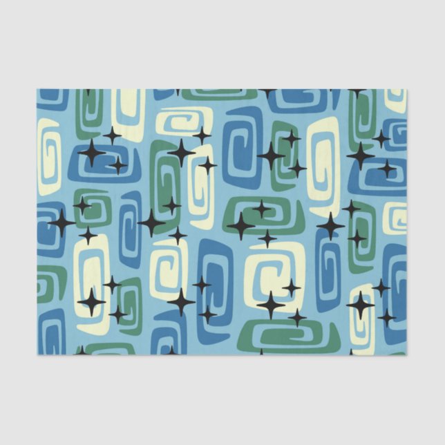 Retro Mid Century Modern Cosmic Abstract Pattern Tissue Paper (Front)