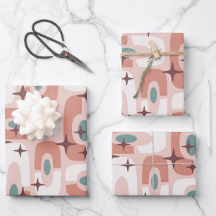 Retro Mid Century Modern Cosmic Abstract Pattern Wrapping Paper Sheets
