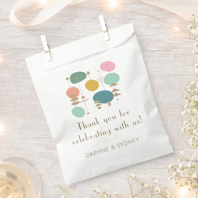 Retro Mid Century Modern Custom Wedding Thank You Favor Bag (Clipped)