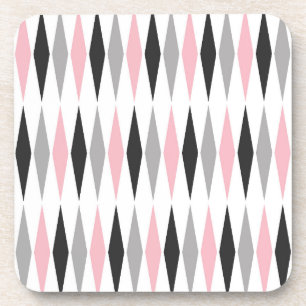 Retro Mid Century Modern Diamond Pattern Beverage Coaster