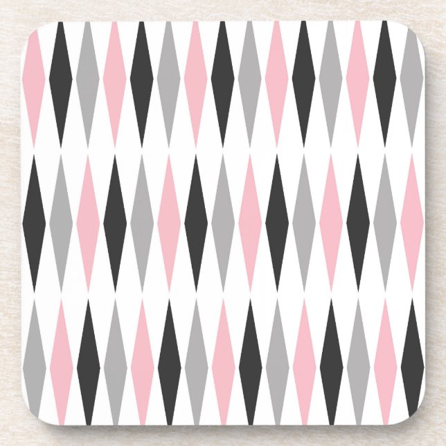 Retro Mid Century Modern Diamond Pattern Beverage Coaster (Front)