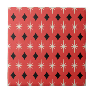 Retro Mid Century Modern Diamond Pattern Ceramic Tile