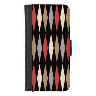 Retro Mid Century Modern Diamond Pattern iPhone 8/7 Wallet Case