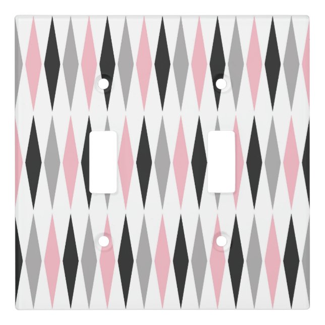 Retro Mid Century Modern Diamond Pattern Light Switch Cover (Front)