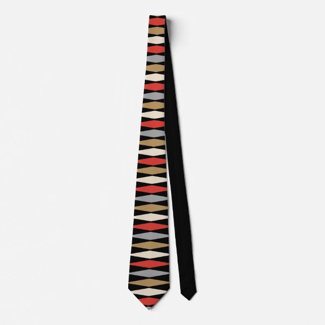 Retro Mid Century Modern Diamond Pattern Neck Tie (Front)