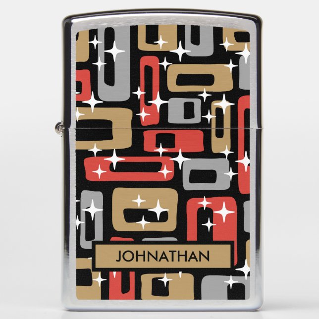 Retro Mid Century Modern Diamond Pattern Zippo Lighter (Front)