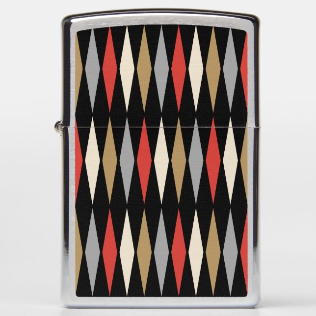 Retro Mid Century Modern Diamond Pattern Zippo Lighter (Front)