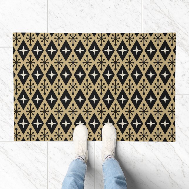 Retro Mid Century Modern Diamond Starburst Pattern Doormat (Indoor)