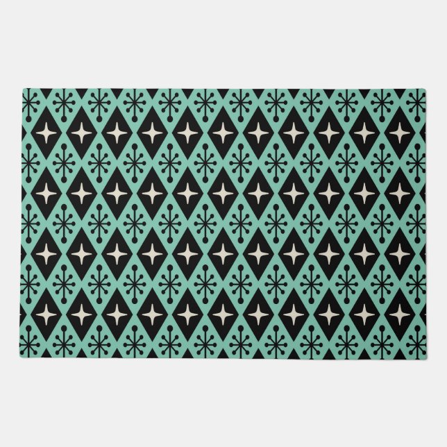 Retro Mid Century Modern Diamond Starburst Pattern Doormat (Front)