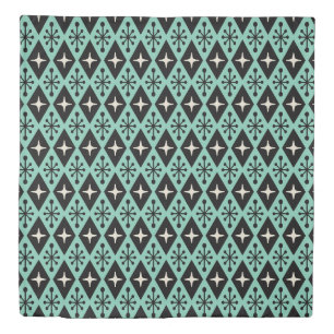 Retro Mid Century Modern Diamond Starburst Pattern Duvet Cover