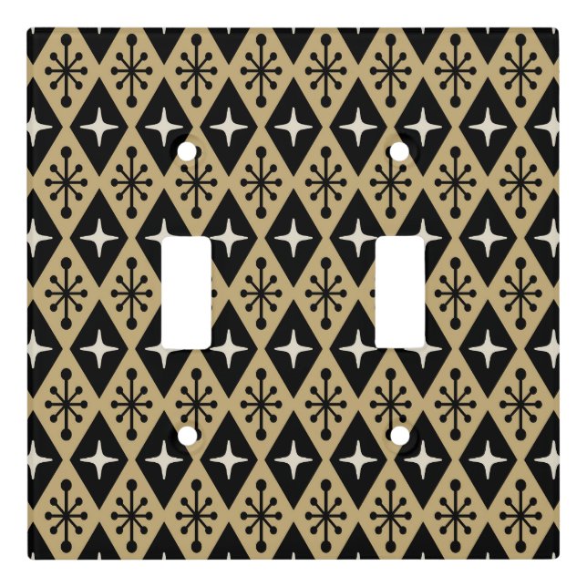 Retro Mid Century Modern Diamond Starburst Pattern Light Switch Cover (Front)