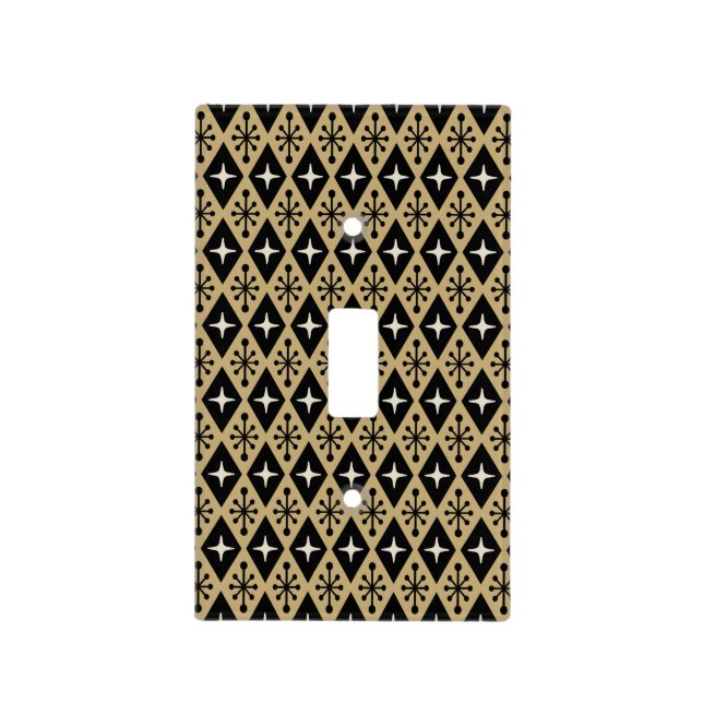 Retro Mid Century Modern Diamond Starburst Pattern Light Switch Cover (Front)