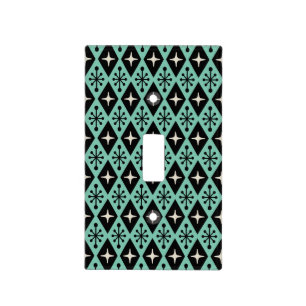 Retro Mid Century Modern Diamond Starburst Pattern Light Switch Cover