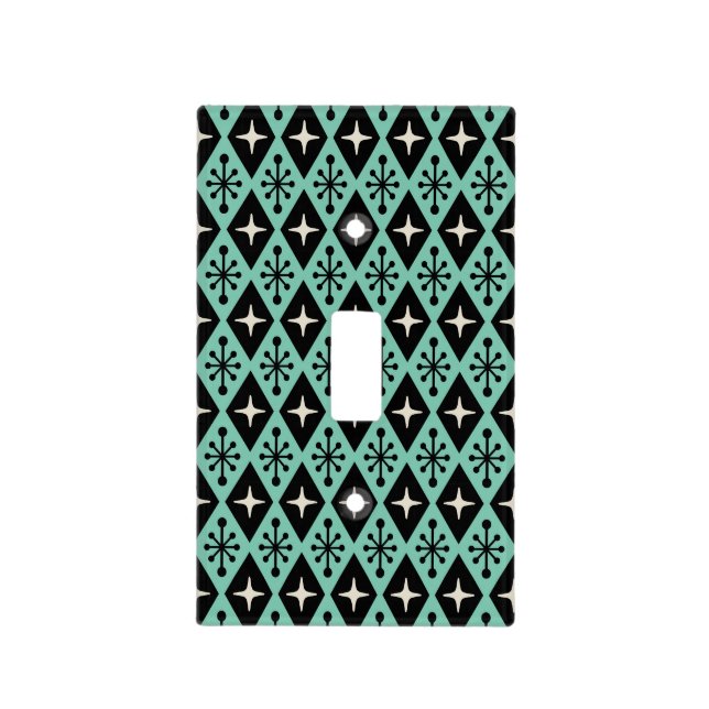 Retro Mid Century Modern Diamond Starburst Pattern Light Switch Cover (Front)