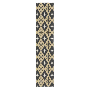Retro Mid Century Modern Diamond Starburst Pattern Short Table Runner