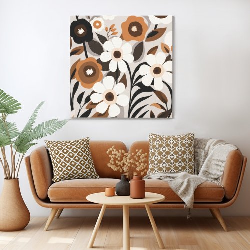 Retro Mid Century Modern Floral Canvas Print