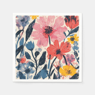 Retro Mid Century Modern Floral Design Napkins