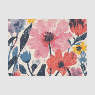 Retro Mid Century Modern Floral Design Tissue Paper