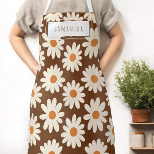 Retro Mid-Century Modern Floral Name Apron
