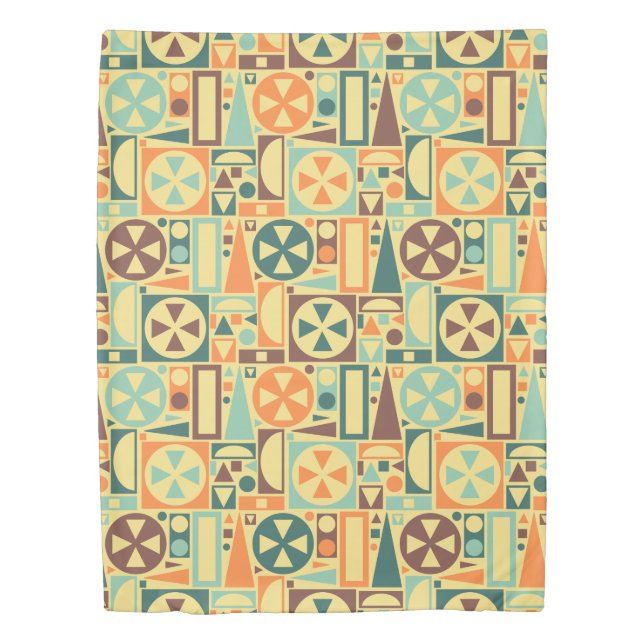 Retro Mid-Century Modern Geometric 1950s Cool Duvet Cover (Front)