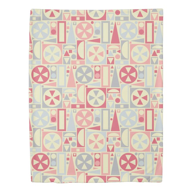Retro Mid-Century Modern Geometric 1950s Pink Duvet Cover (Front)