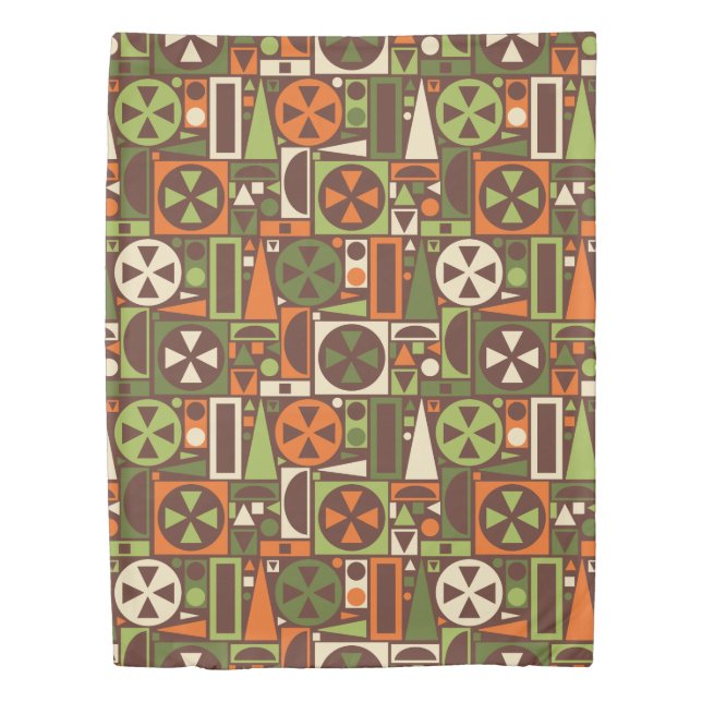 Retro Mid-Century Modern Geometric Abstract 1950s Duvet Cover (Front)
