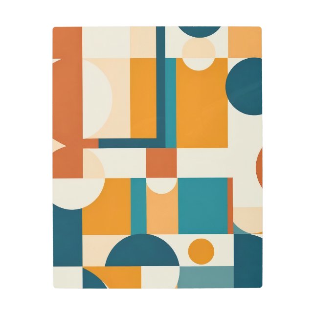 Retro Mid-Century Modern Geometric Abstract Metal Print (Front)