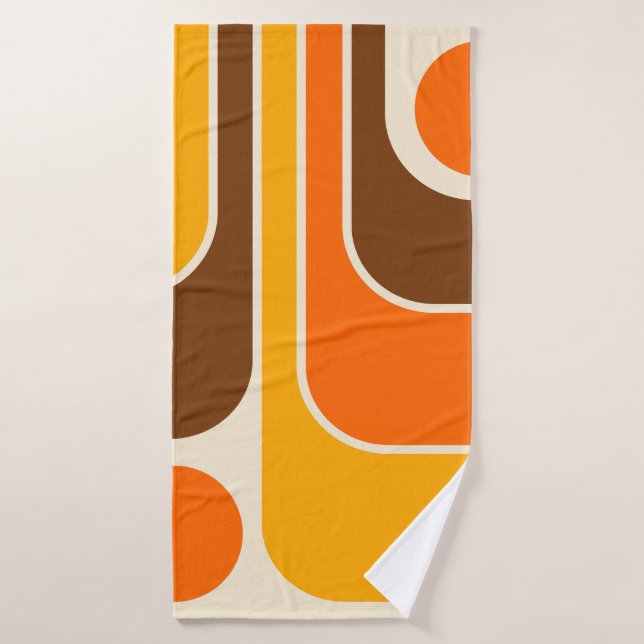 Retro Mid Century Modern Geometric Design Bath Towel Set (Bath Towel)