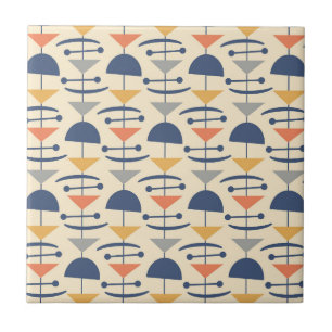 Retro Mid Century Modern Geometric Pattern Ceramic Tile