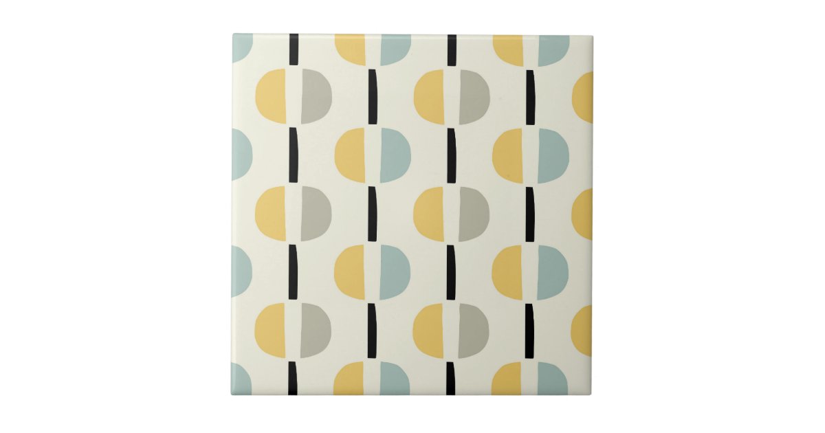Retro Mid Century Modern Geometric Pattern Ceramic Tile | Zazzle