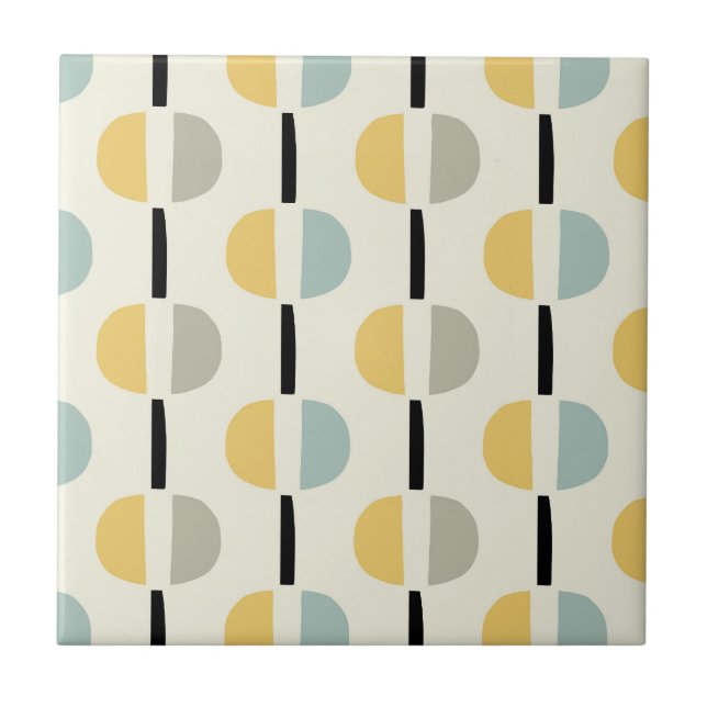 Retro Mid Century Modern Geometric Pattern Ceramic Tile (Front)