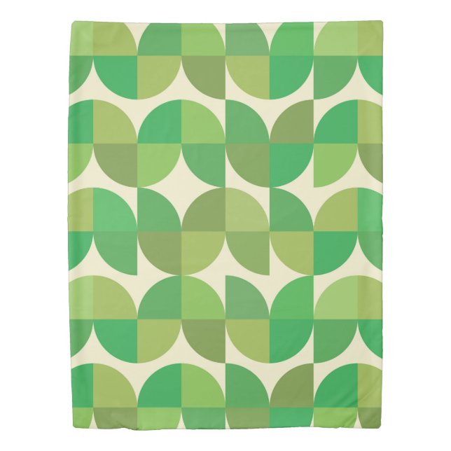 Retro Mid century Modern Geometric pattern  green  Duvet Cover (Front)