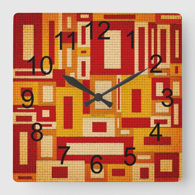 Retro Mid Century Modern Geometrics Wall Clock (Front)
