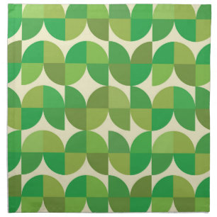 Retro Mid century Modern Green Geometric pattern Cloth Napkin