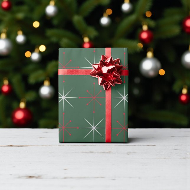 Retro Mid Century Modern Holiday 50s 60s Starburst Wrapping Paper (Creator Uploaded)