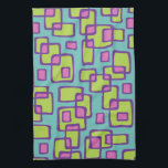 Retro Mid Century Modern Kitchen Towel<br><div class="desc">Retro Mid Century Modern Abstract Pattern in Turquoise Lavender Chartreuse and Purple.</div>