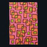Retro Mid Century Modern Kitchen Towel<br><div class="desc">Retro Mid Century Modern Abstract Pattern in Autumn Colors Brown Orange Pink & Green.</div>