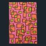 Retro Mid Century Modern Kitchen Towel<br><div class="desc">Retro Mid Century Modern Abstract Pattern in Autumn Colors Brown Orange Pink & Green.</div>
