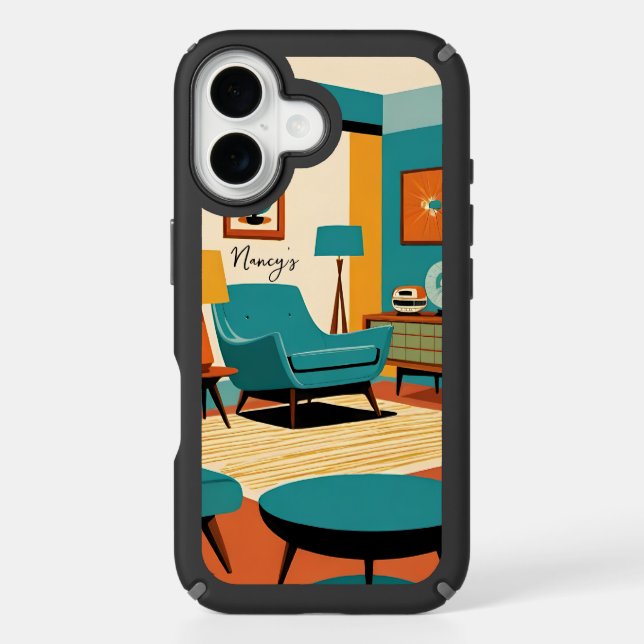 Retro Mid-Century Modern Living Room Speck iPhone Case (Front)