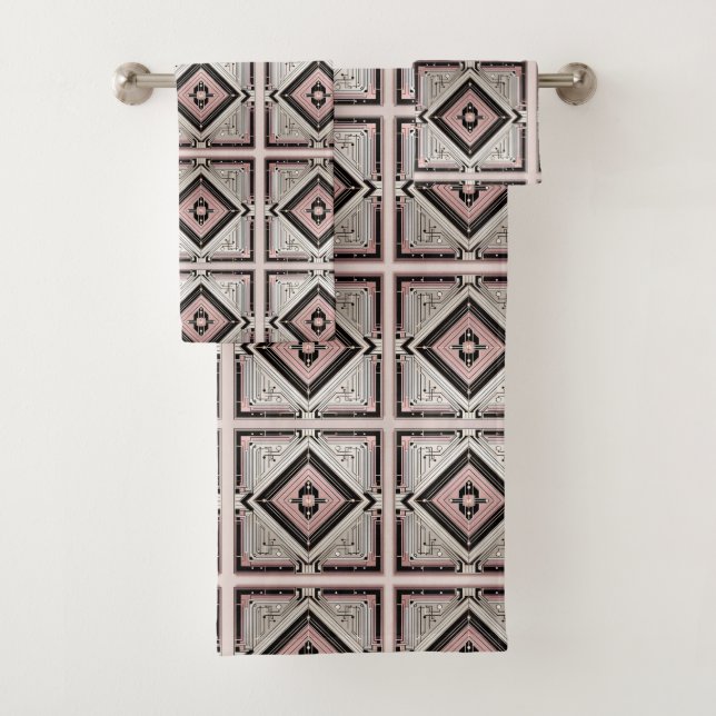Retro Mid Century Modern meets Art Deco Towel Set (Insitu)