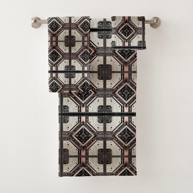 Retro Mid Century Modern meets Art Deco Towel Set (Insitu)