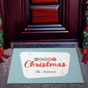 Retro Mid-Century Modern Merry Christmas Doormat