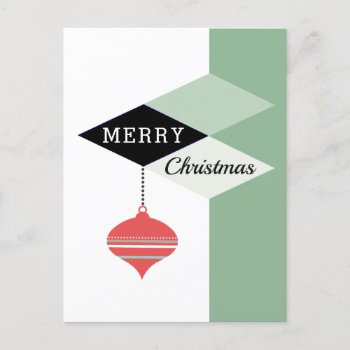 Retro Mid_Century Modern Merry Christmas Holiday Postcard