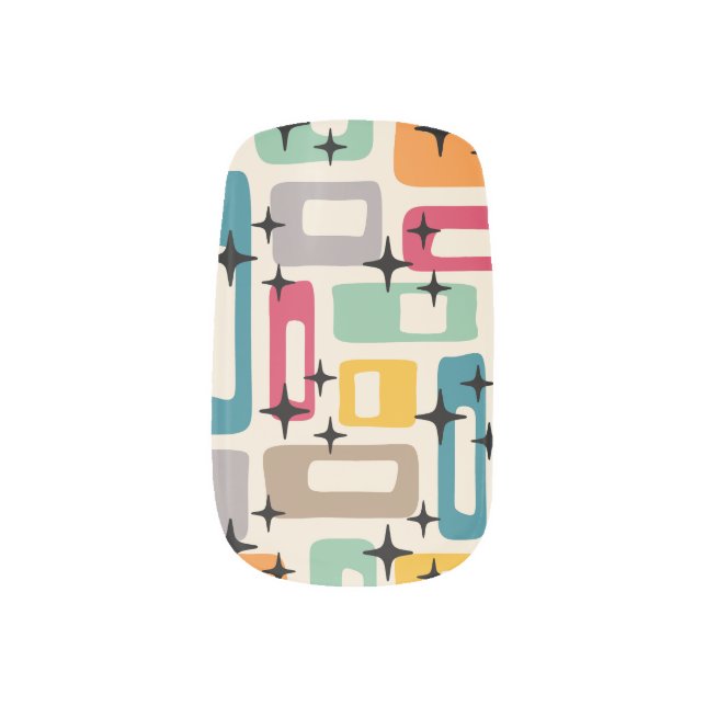 Retro Mid Century Modern Minx Nail Art (Left Thumb)