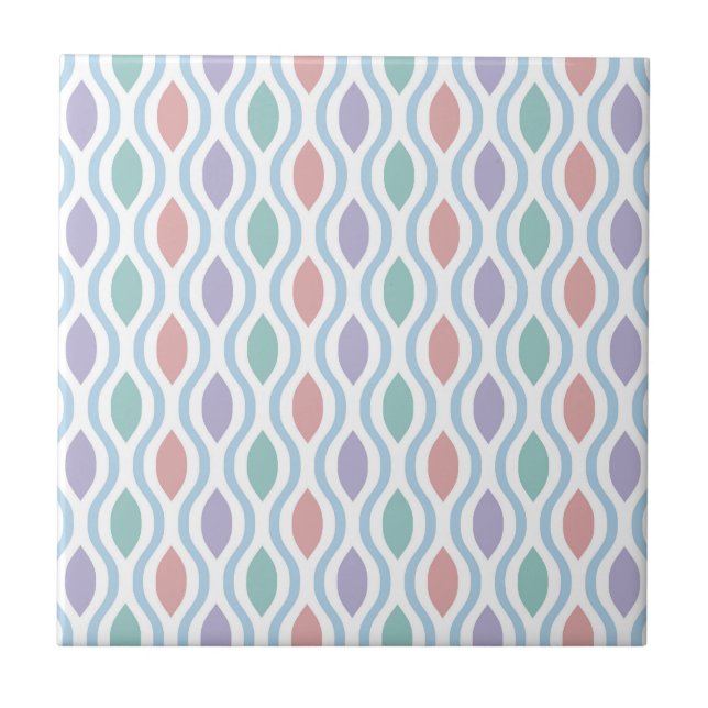 Retro Mid Century Modern Ogee Pattern Ceramic Tile (Front)