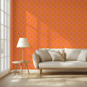 Retro Mid Century Modern Orange Yellow Geometric Wallpaper