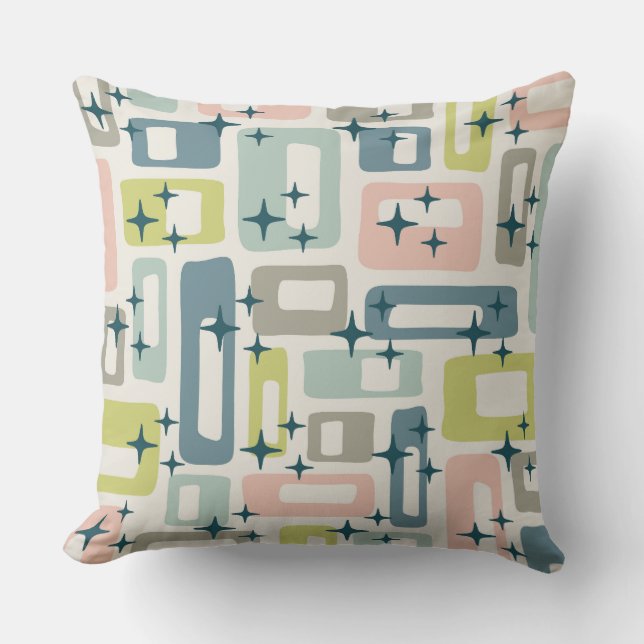 Retro Mid Century Modern Outdoor Pillow (Front)